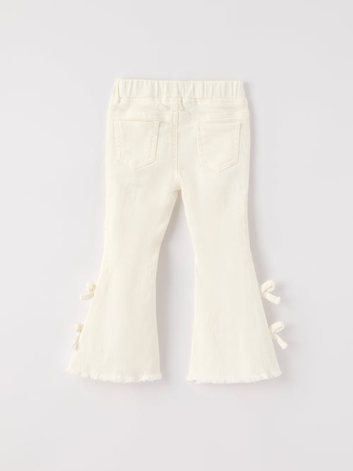 Charming White Denim Pants with Cute Bows
