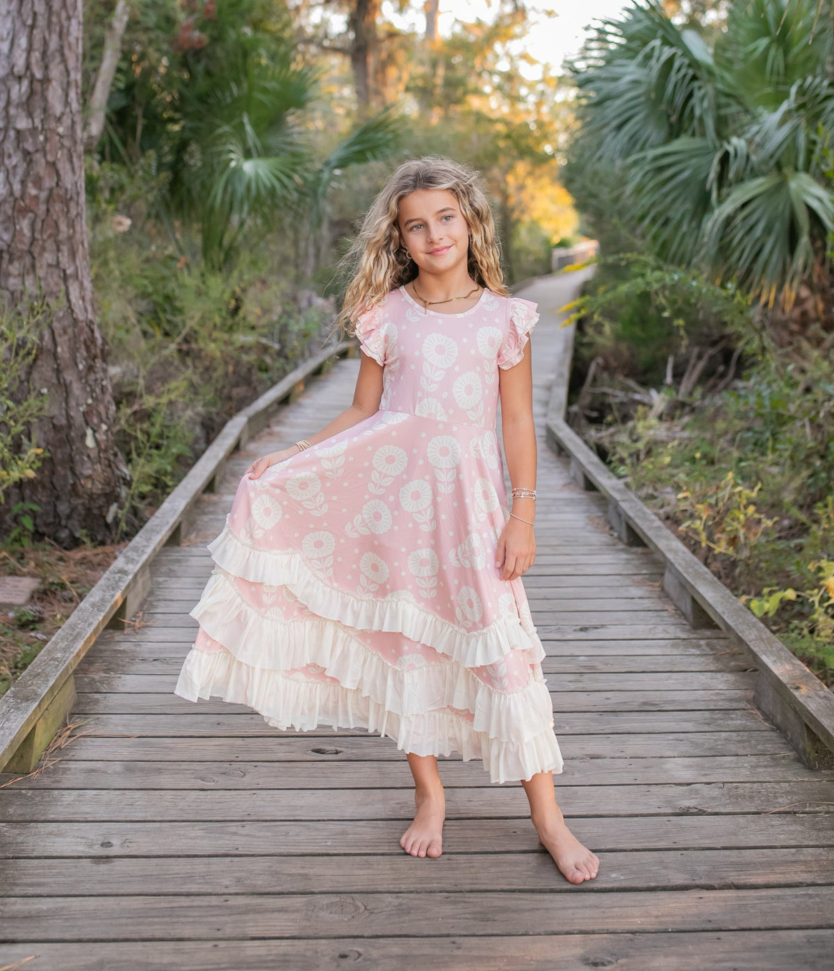 Bella Dusty Rose Ruffles Dress