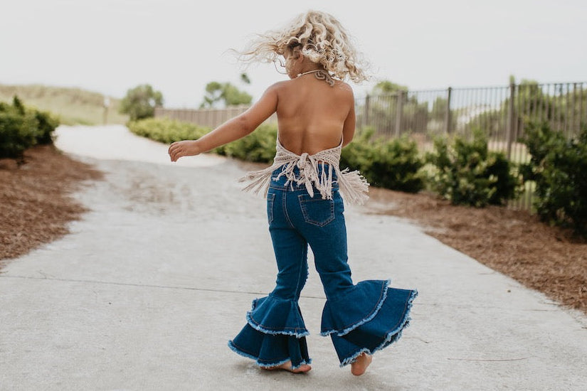 Denim Double Ruffle Pant